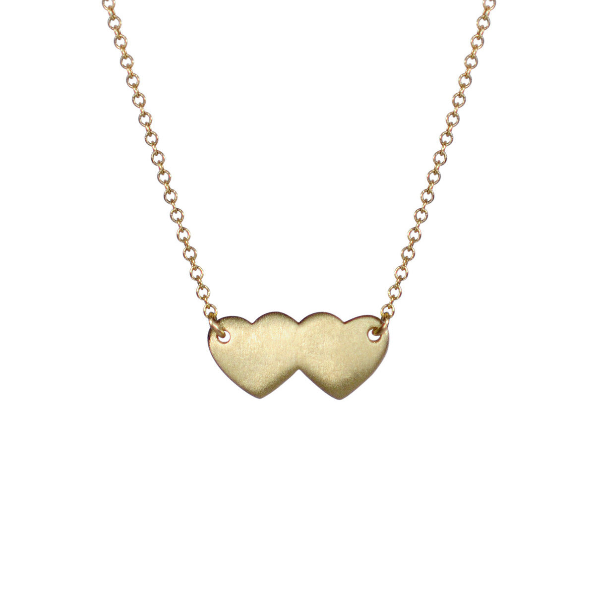 18K Gold Small Double Heart Pendant