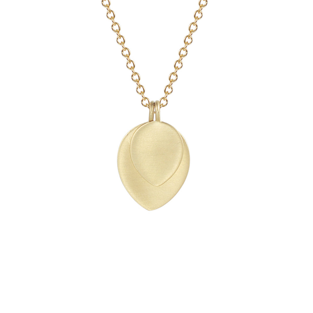 18K Gold Large Double Lotus Petal Pendant