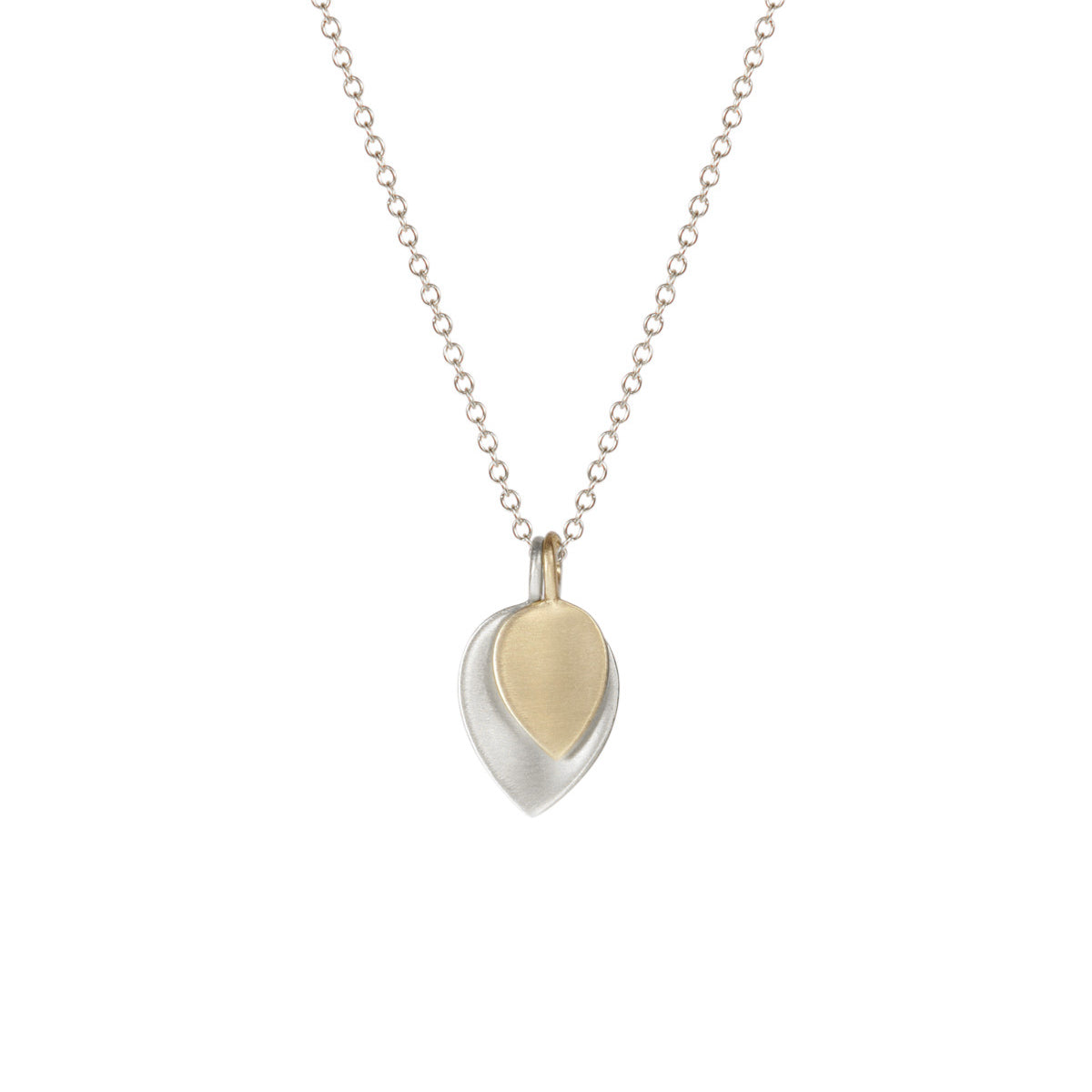Sterling Silver & 10K Gold Small Double Lotus Petal Pendant