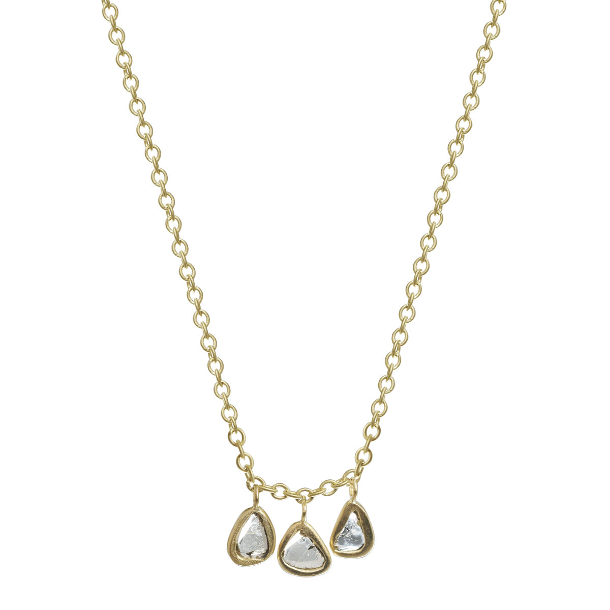 18K Gold Triple Flat Diamond Pendant