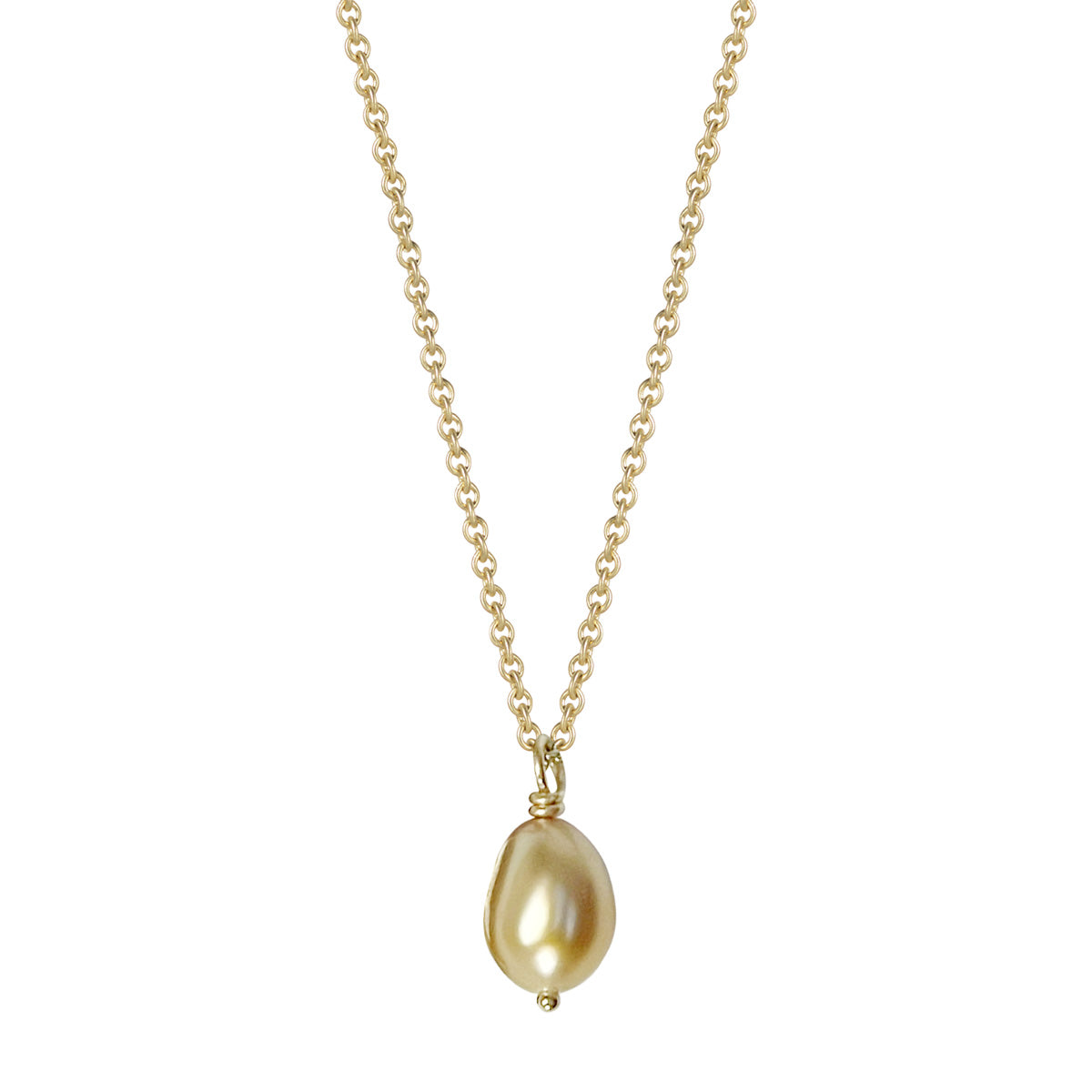 18K Gold Golden South Sea Keshi Pearl Pendant