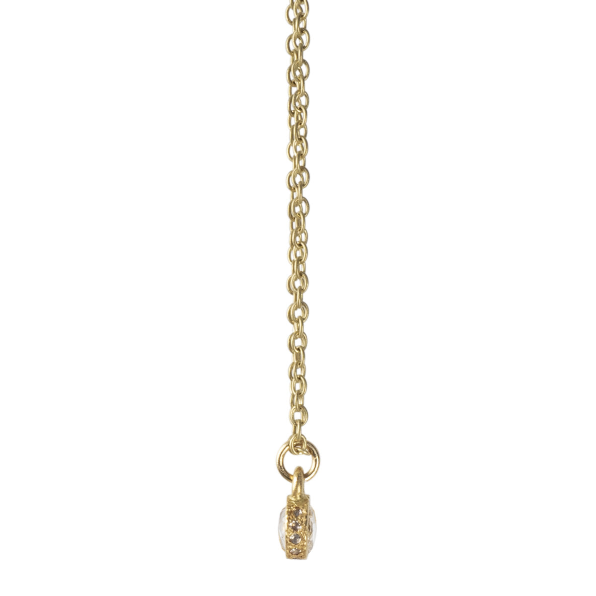 18K Gold Double-Sided Two 4mm Rose Cut Natural Diamond Pendant with a Pave Edge