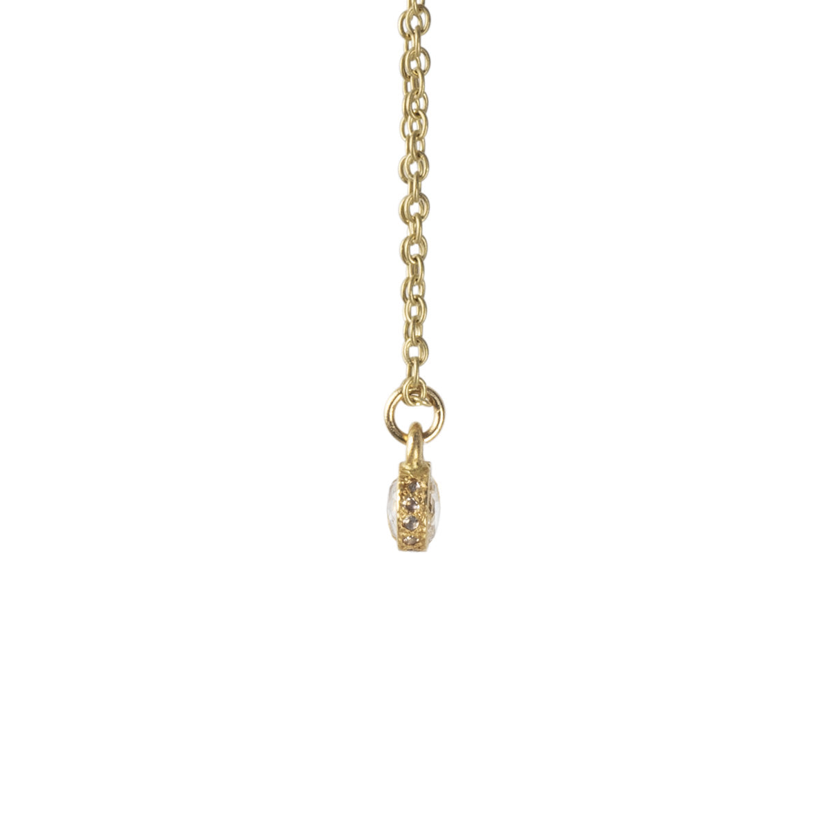 18K Gold Double-Sided Two 4mm Rose Cut Natural Diamond Pendant with a Pave Edge