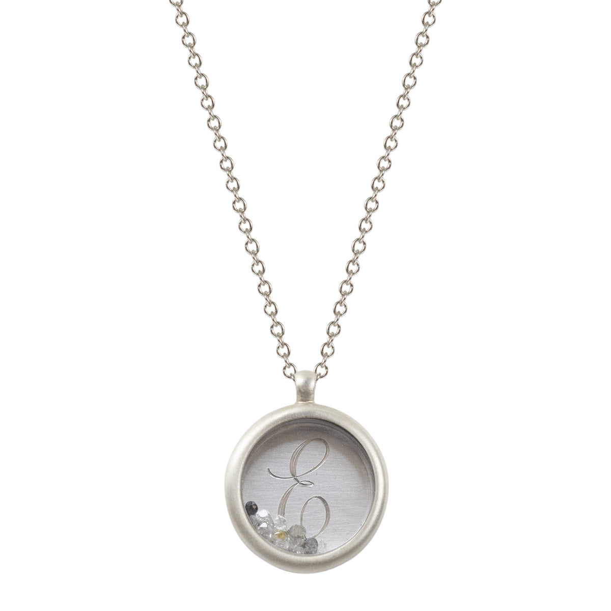 Sterling Silver Limited Edition Initial Monogram Pendant with Colored Diamonds