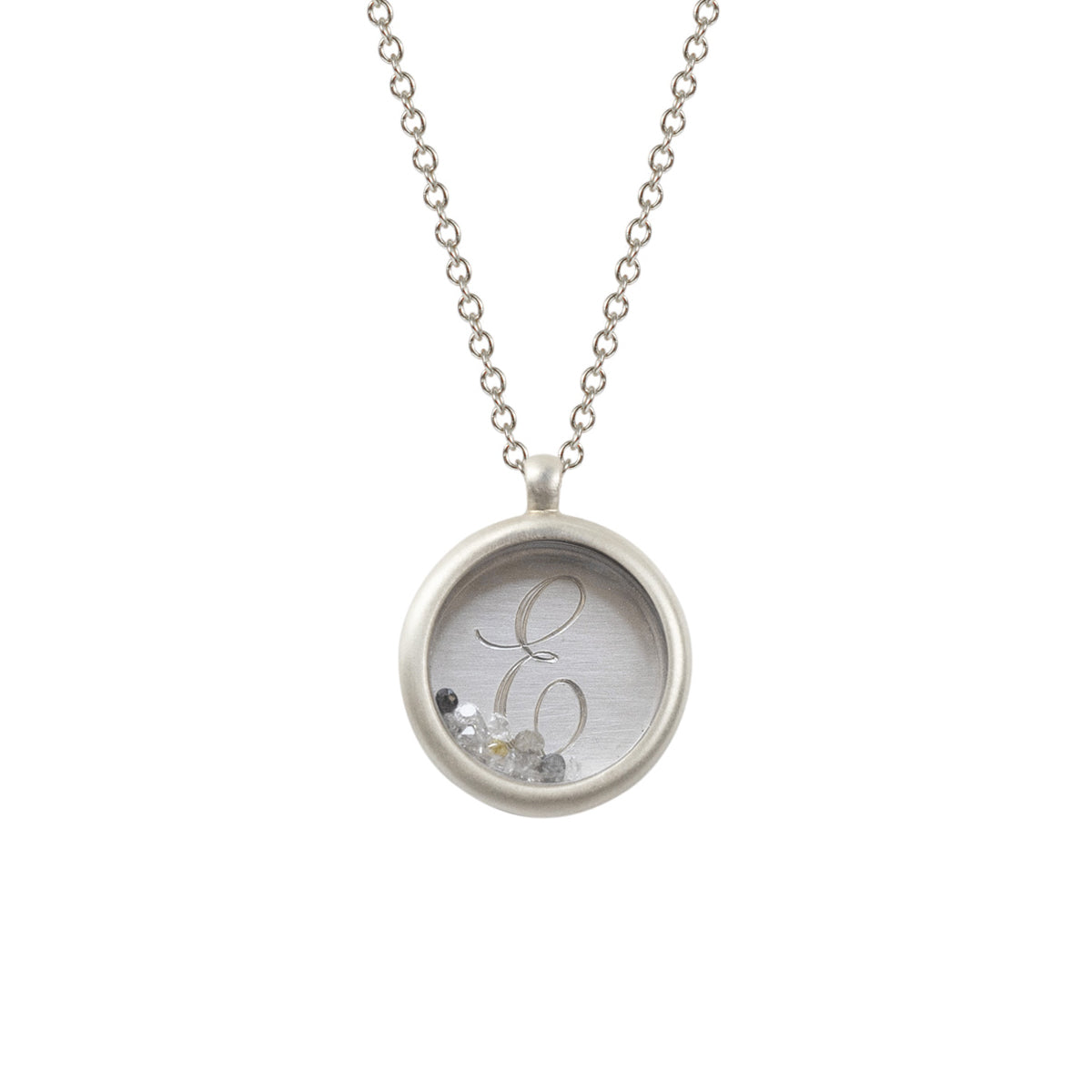 Sterling Silver Limited Edition Initial Monogram Pendant with Colored Diamonds