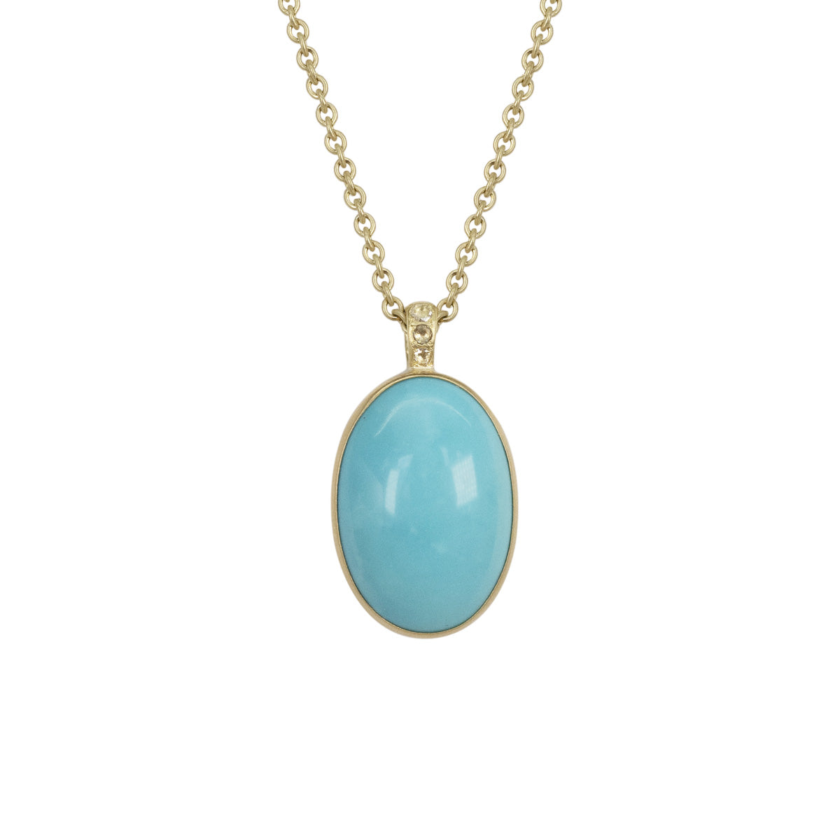 Sleeping Beauty Turquoise Pendant in 18K Gold