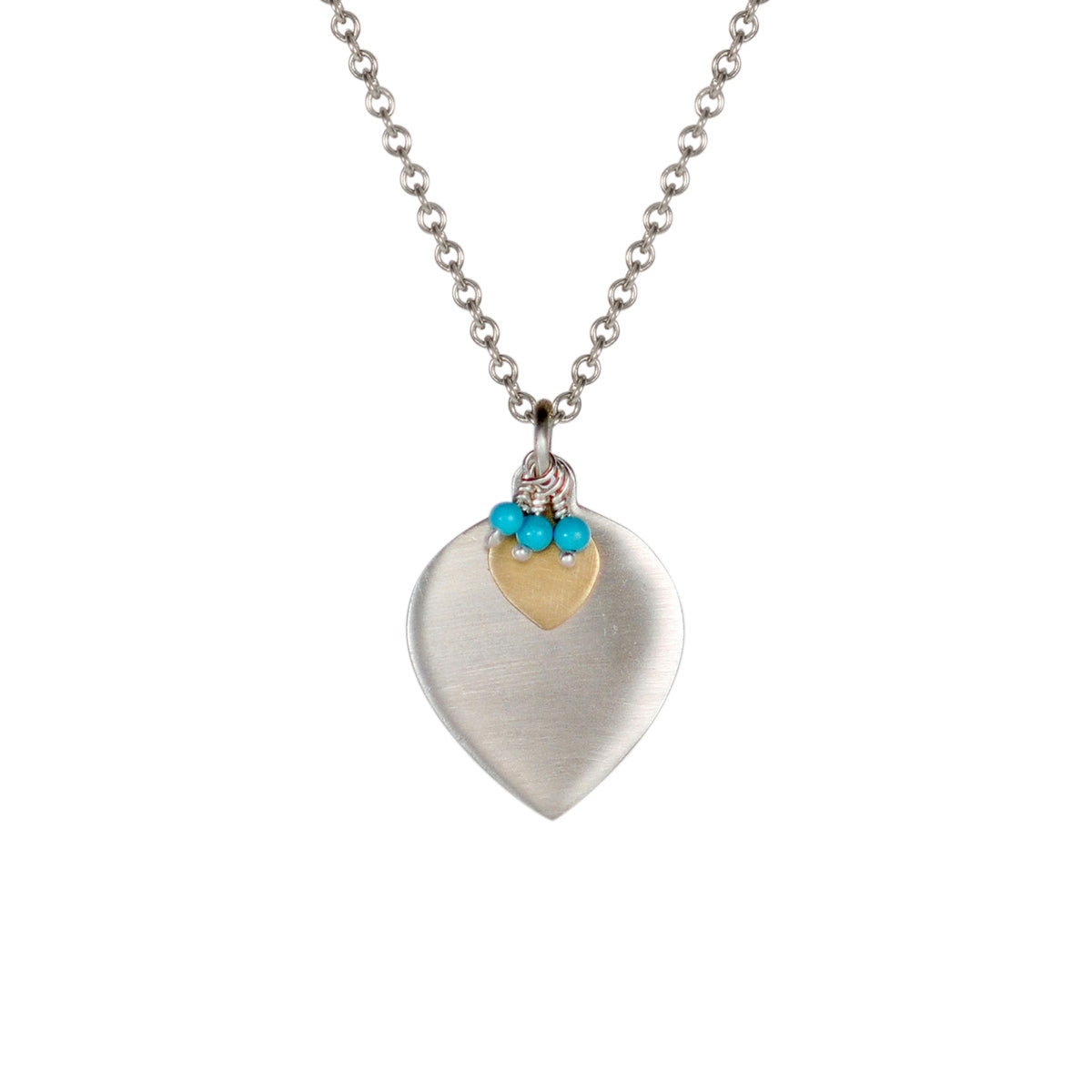Sterling Silver & 10K Gold Double Lotus Petal with Turquoise Beads