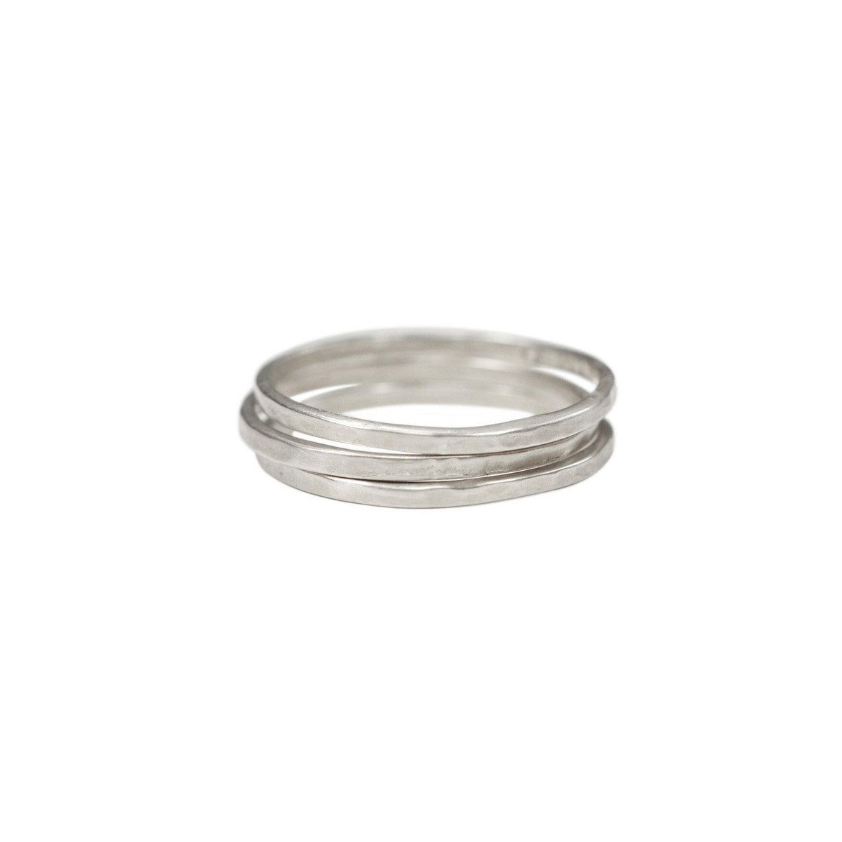 Men's Sterling Silver Flattened Ring (set of 3)