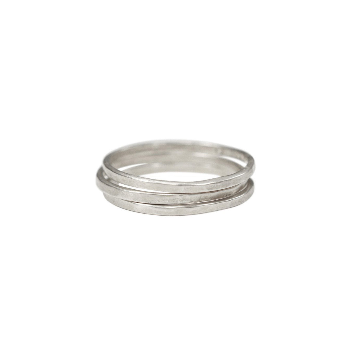 Sterling Silver Flattened Ring (set of 3)