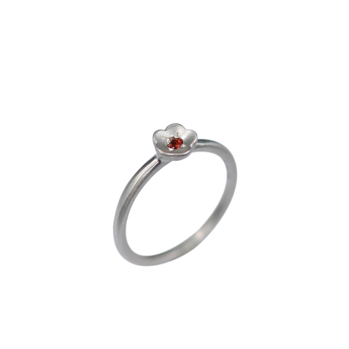 Sterling Silver Buttercup Ring with Garnet