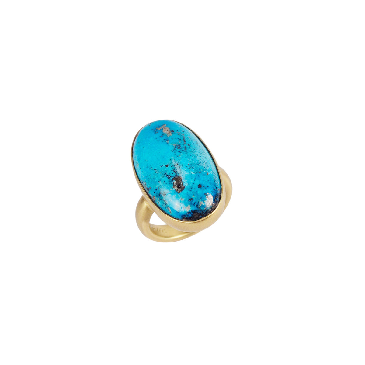 18K Gold Oval Persian Turquoise Ring