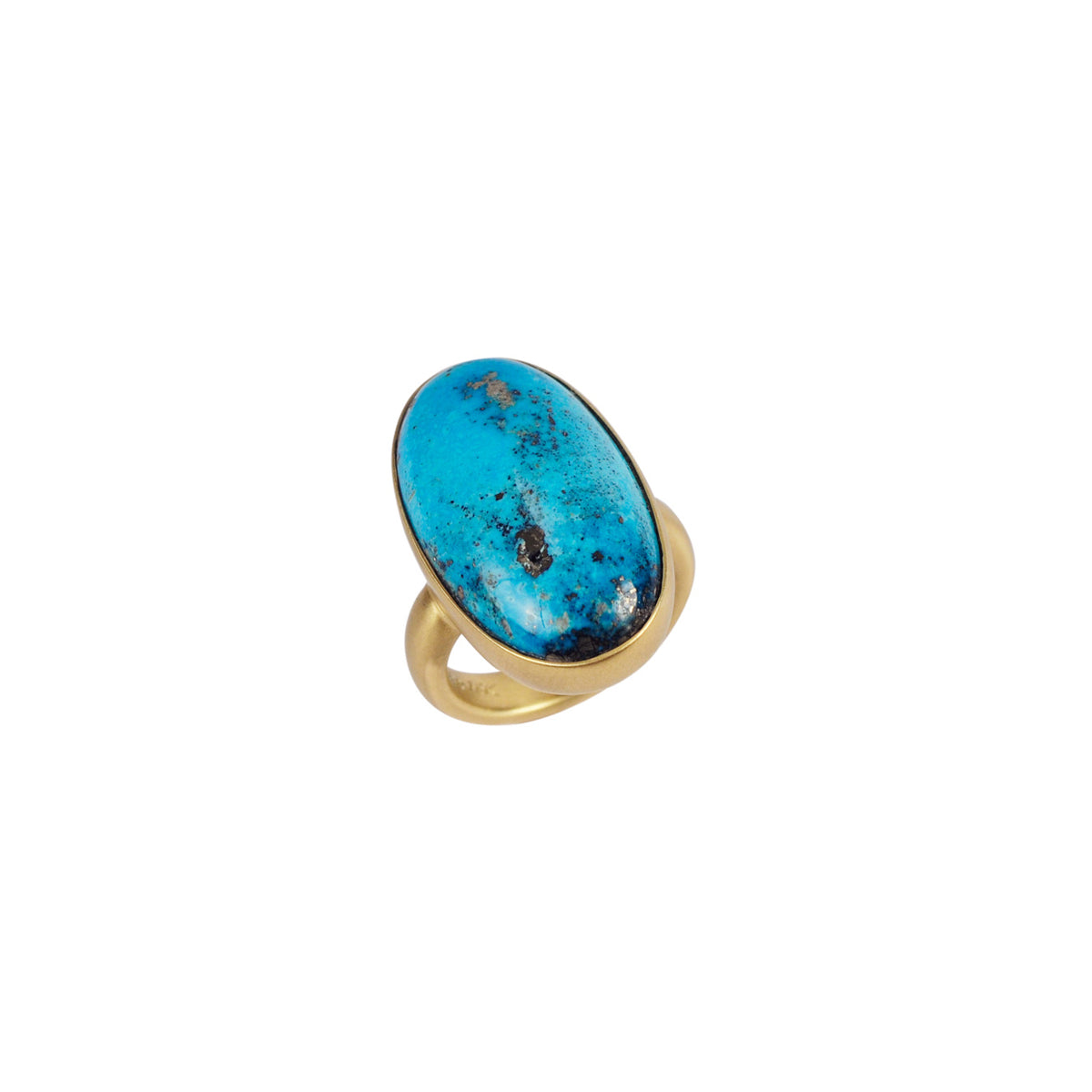 18K Gold Oval Persian Turquoise Ring