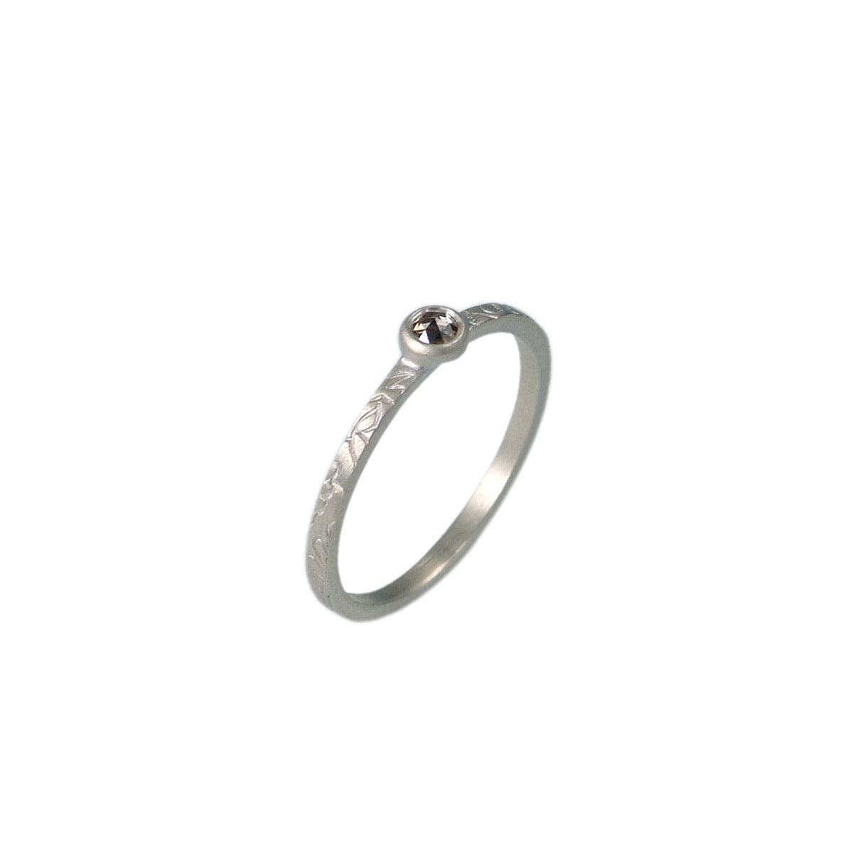 Sterling Silver Thin Paisley Band with Diamond