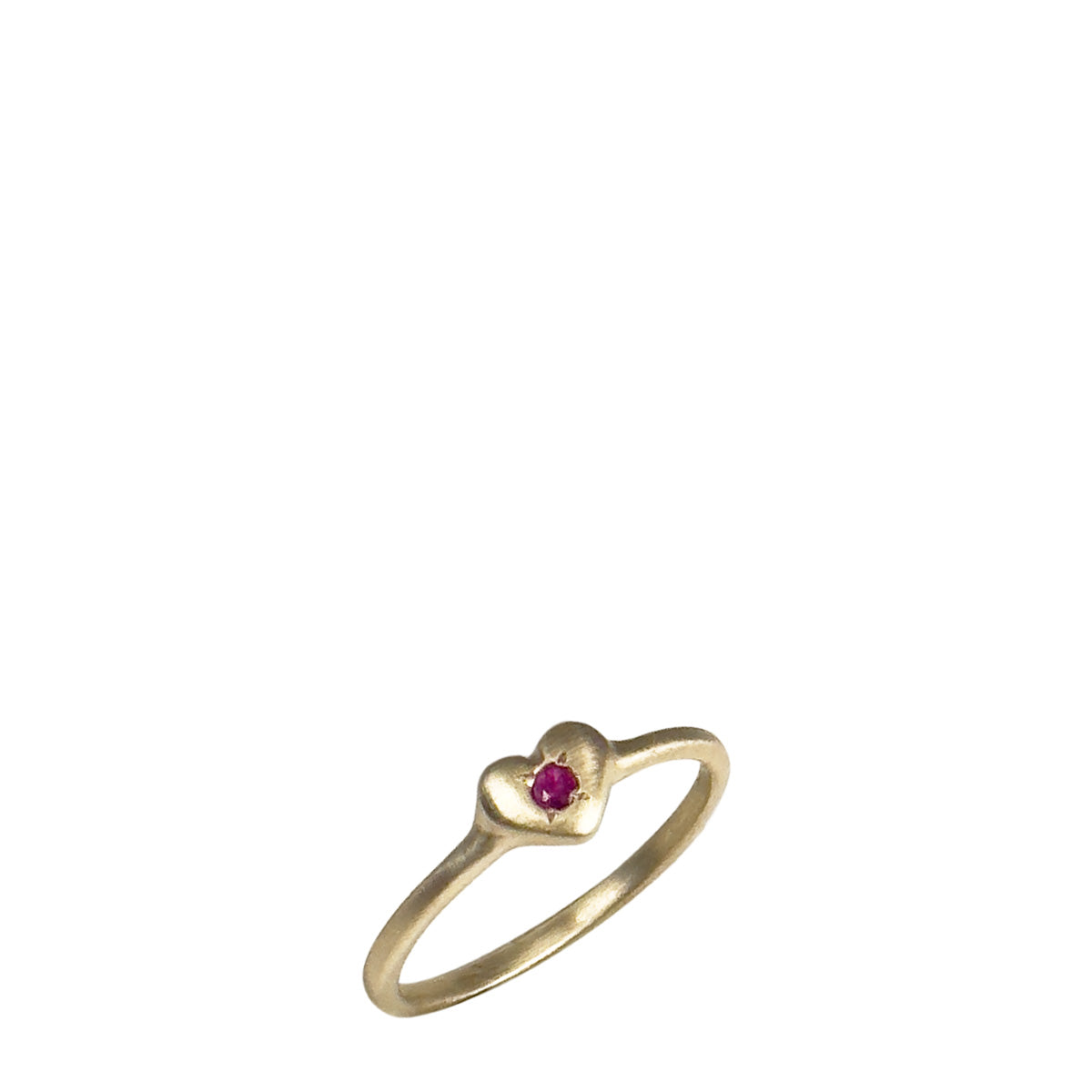 10K Gold Tiny Heart Ring with Ruby