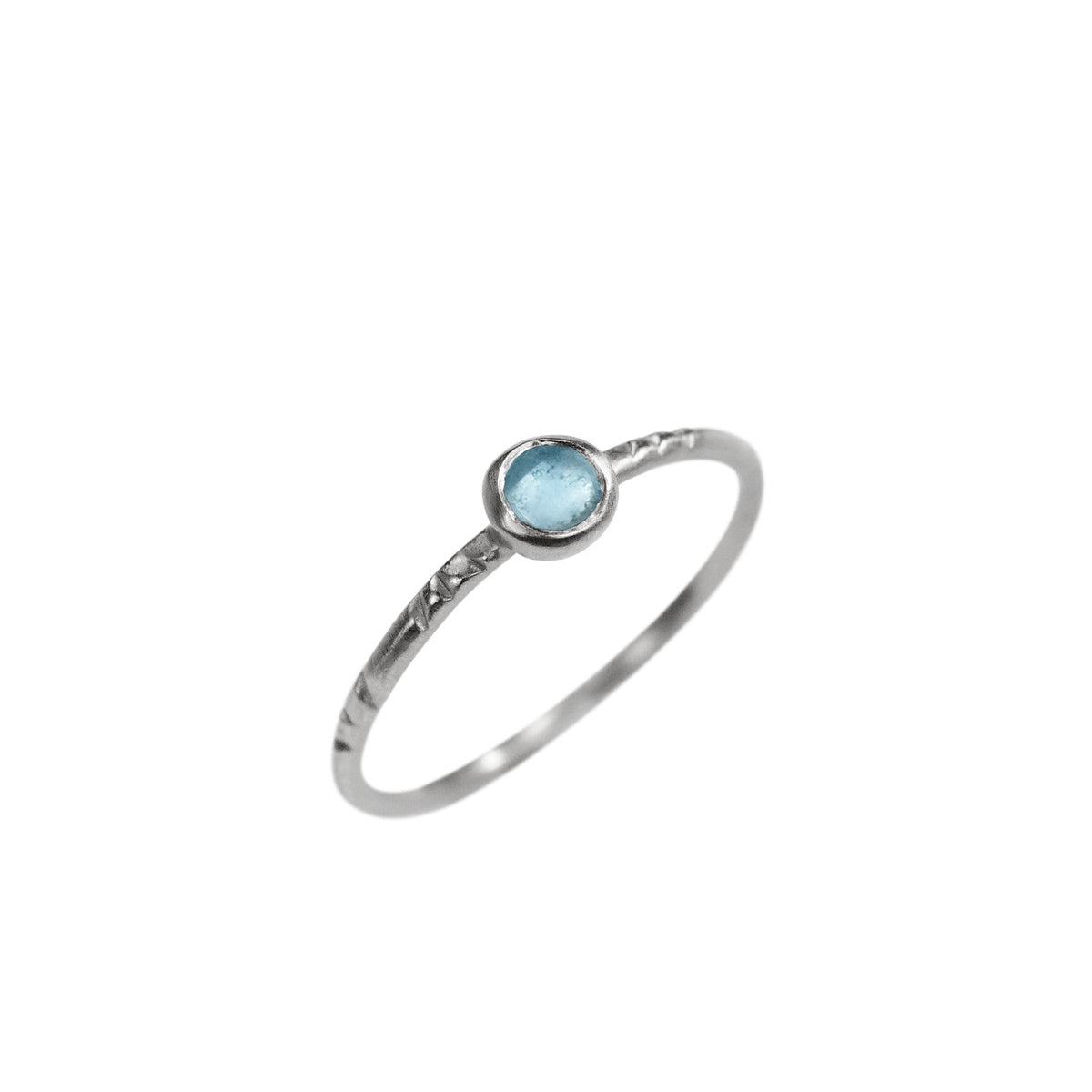 Sterling Silver Single Engraved Band with Blue Topaz