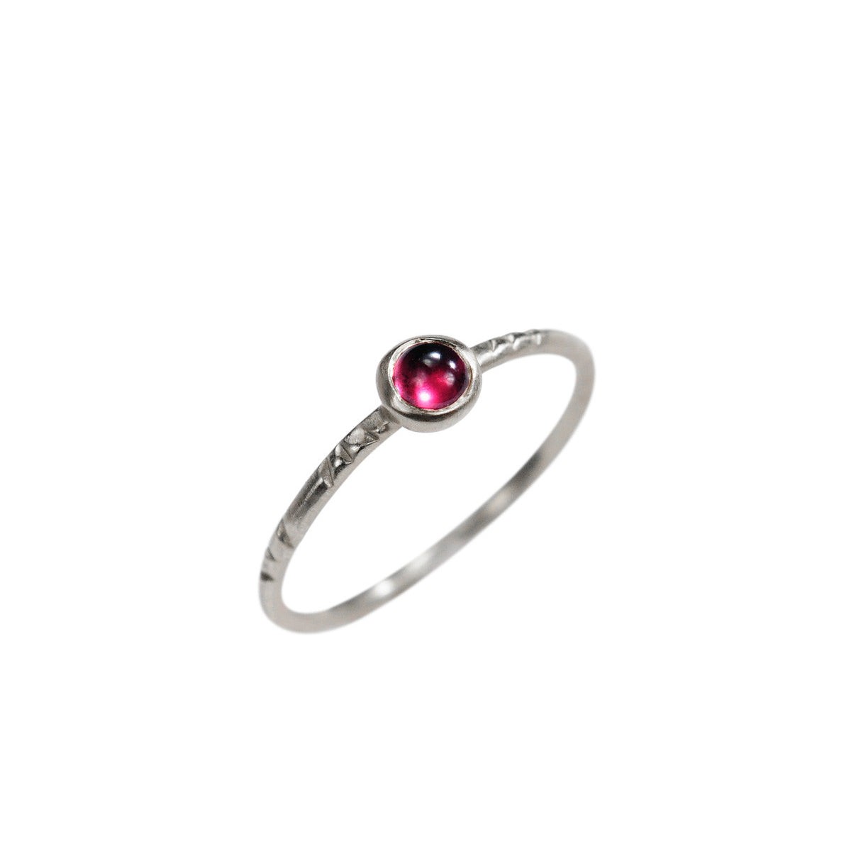 Sterling Silver Single Engraved Band with Garnet