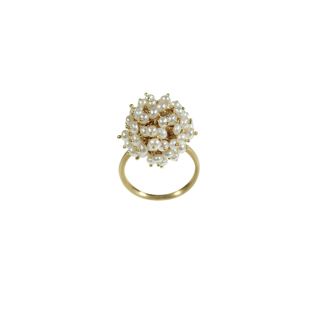 18K Gold All Pearl Bead Ball Ring