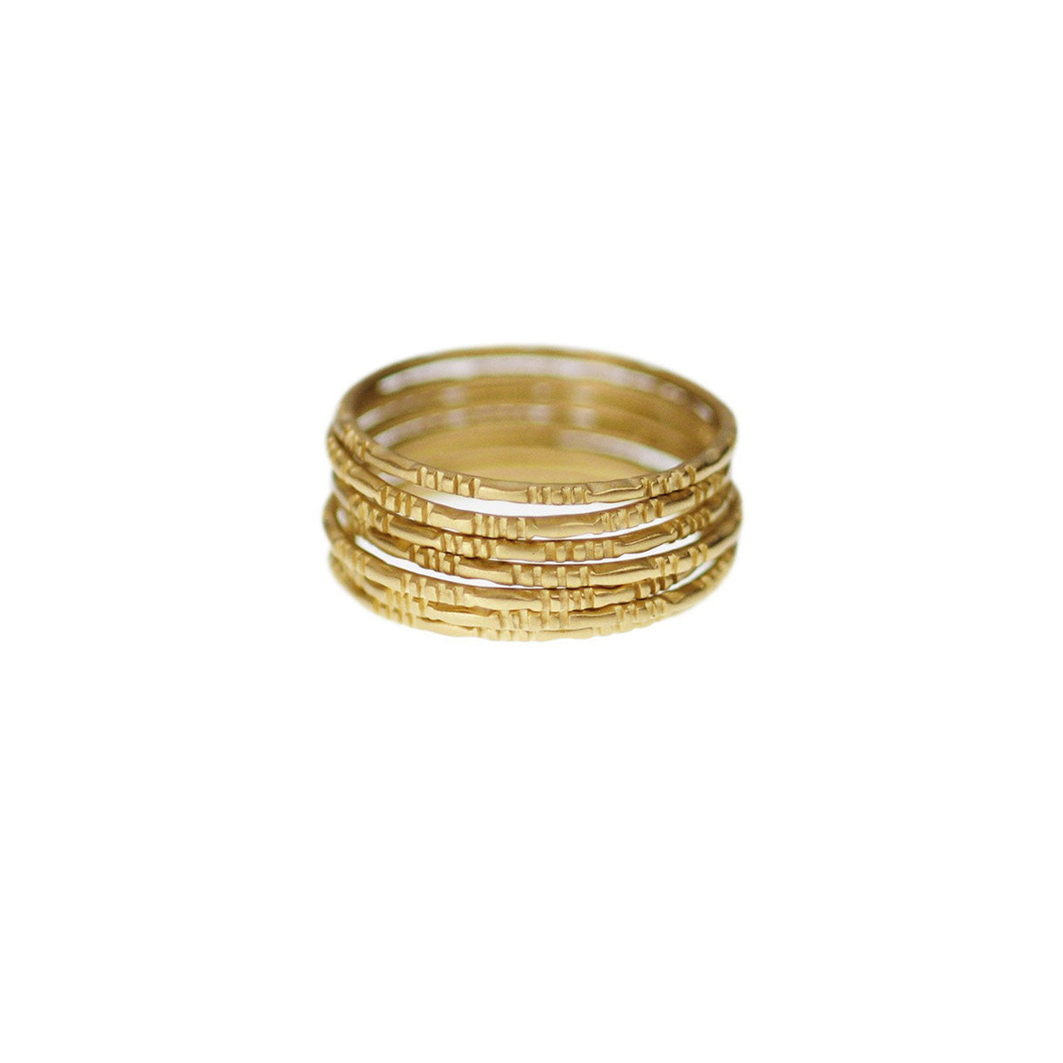18K Gold Moroccan Rings (Set of 7)