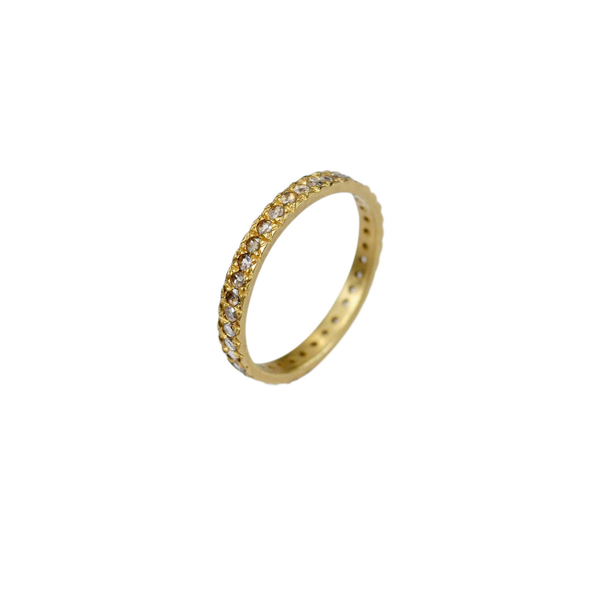 2mm Rose Cut Diamonds on a 3mm 18K Gold Band