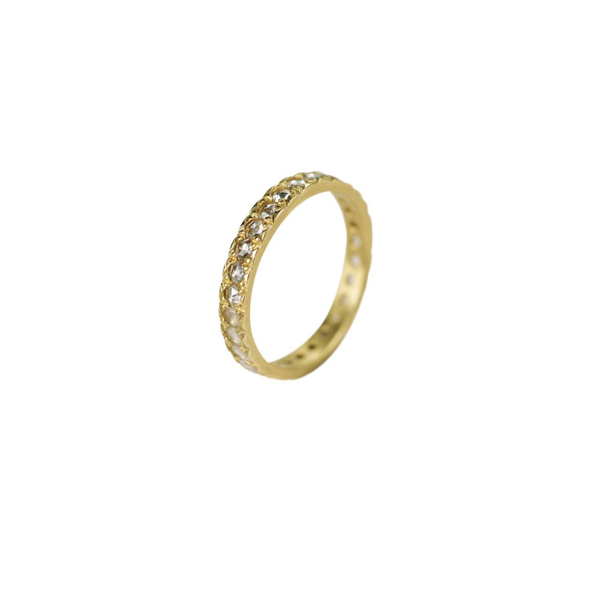 2.5mm Rose Cut Diamonds on a 3.5mm 18K Gold Band