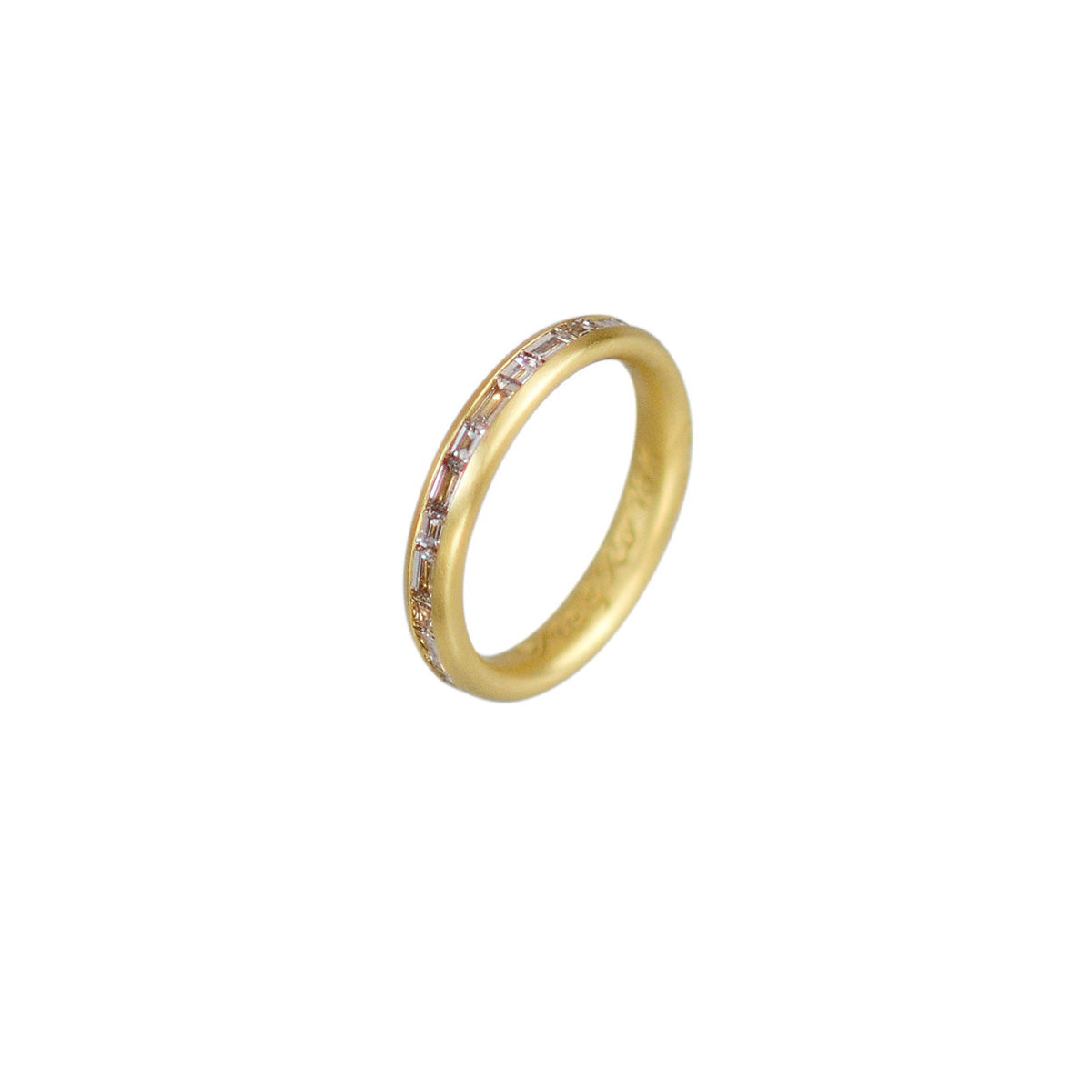 Natural Champagne Baguette Diamond Band in 18K Gold