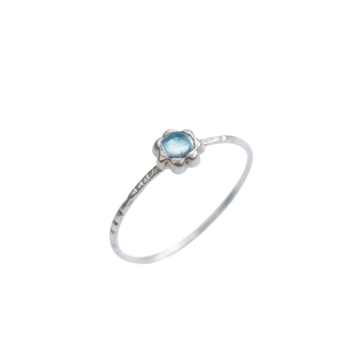 Sterling Silver Star Flower with Blue Topaz Ring
