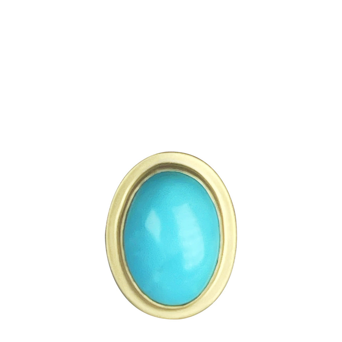 18K Gold Large Oval Sleeping Beauty Turquoise Ring