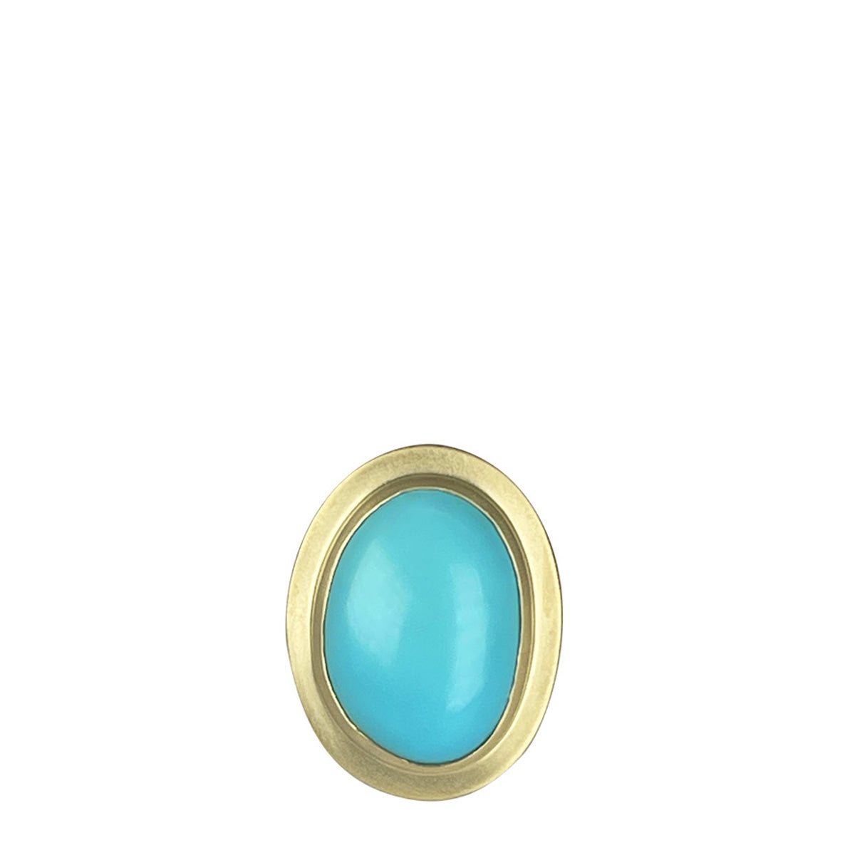 18K Gold Medium Oval Sleeping Beauty Turquoise Ring