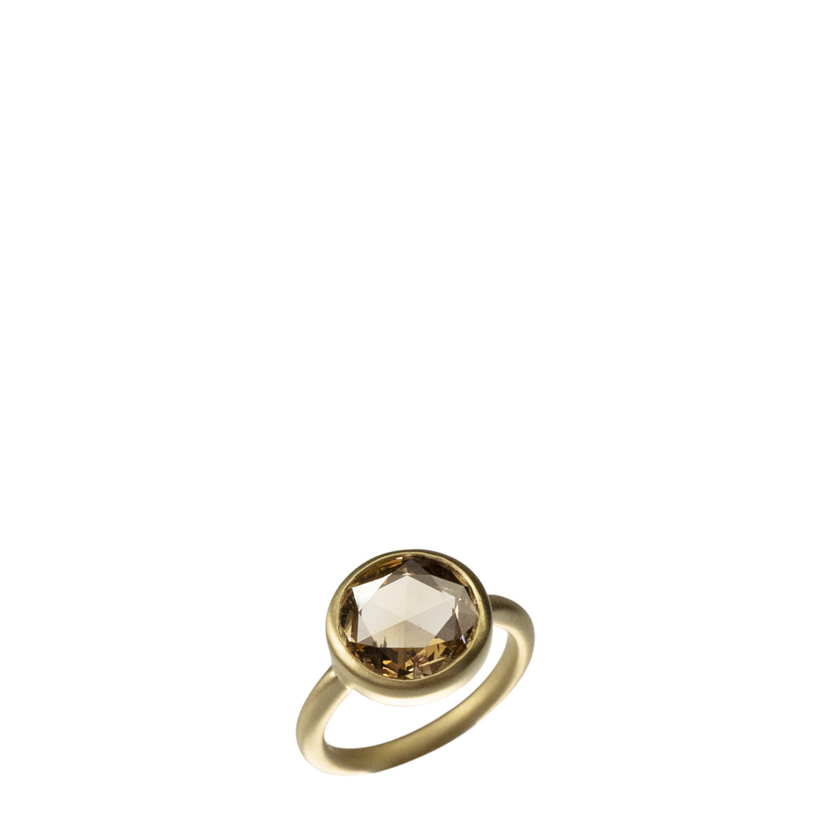 18K Gold 3.31 Carat Natural Cognac Rose Cut Diamond Ring