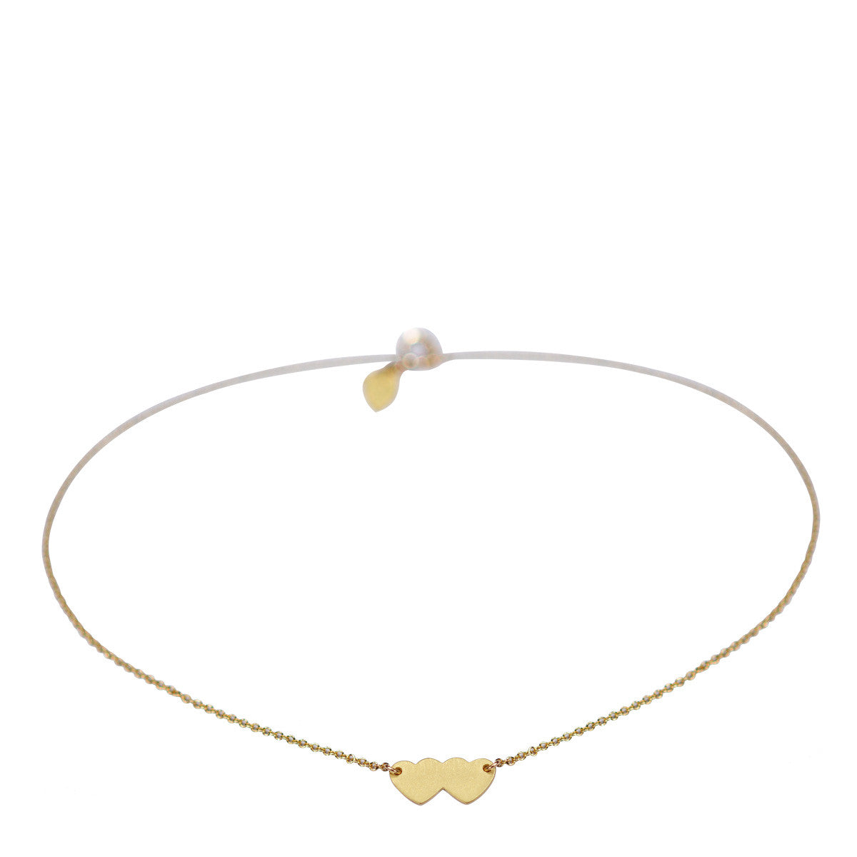 18K Gold Small Double Heart Anklet
