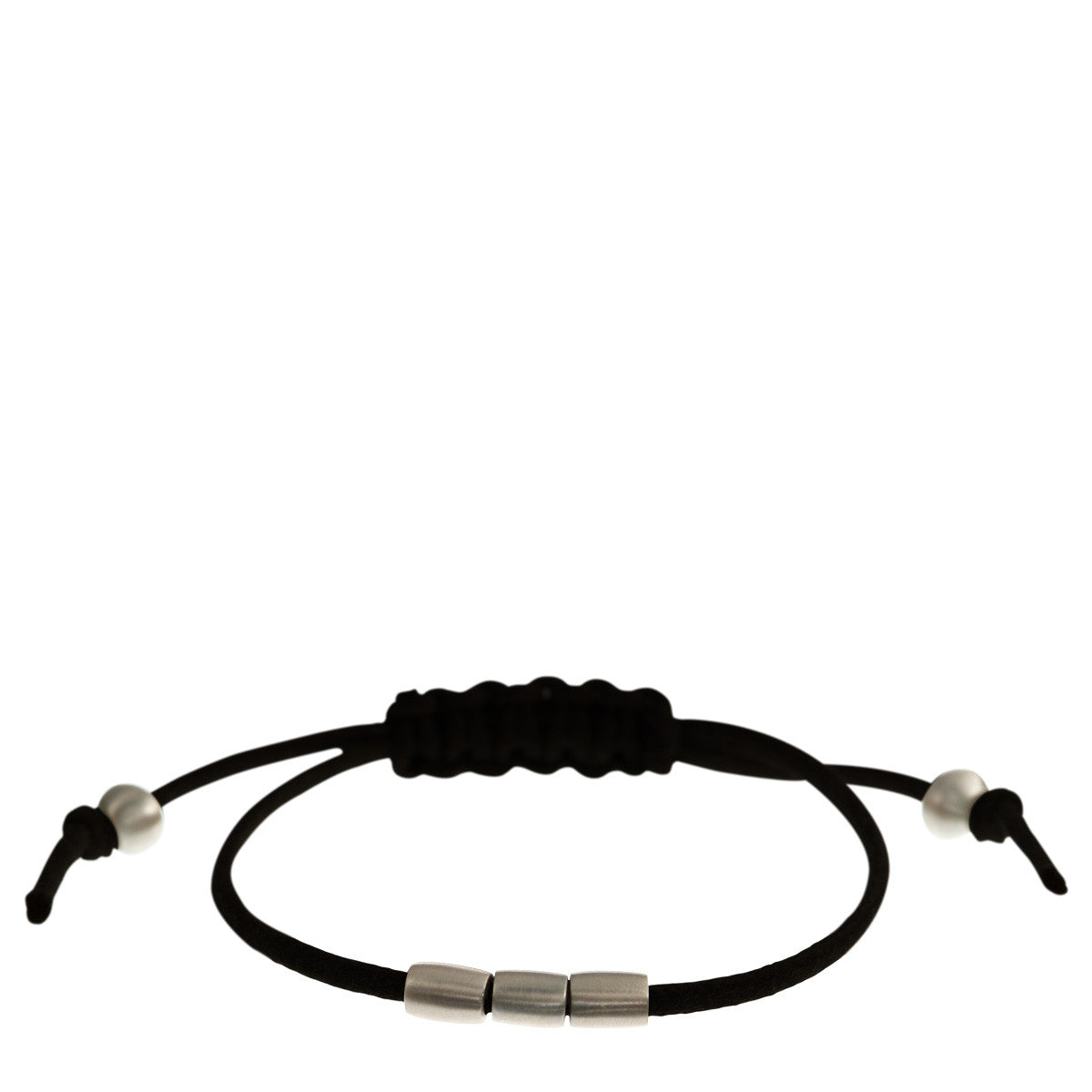 Sterling Silver 3 Bead Bracelet on Black Cord