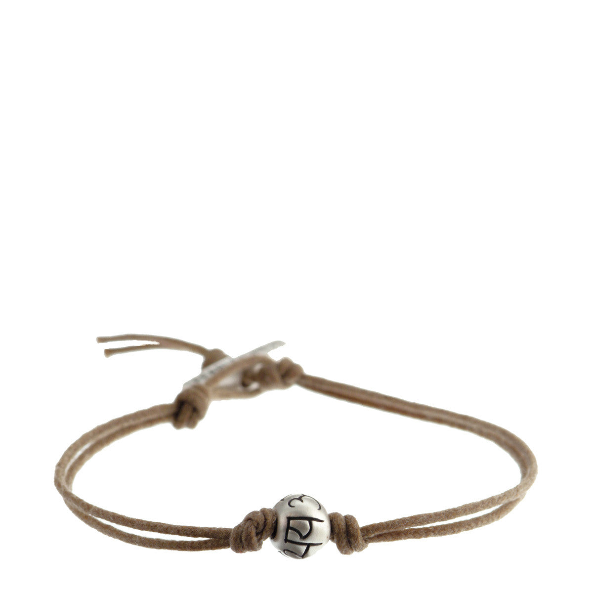 Men's Sterling Silver Fearlessness Bead Bracelet on Natural Cord