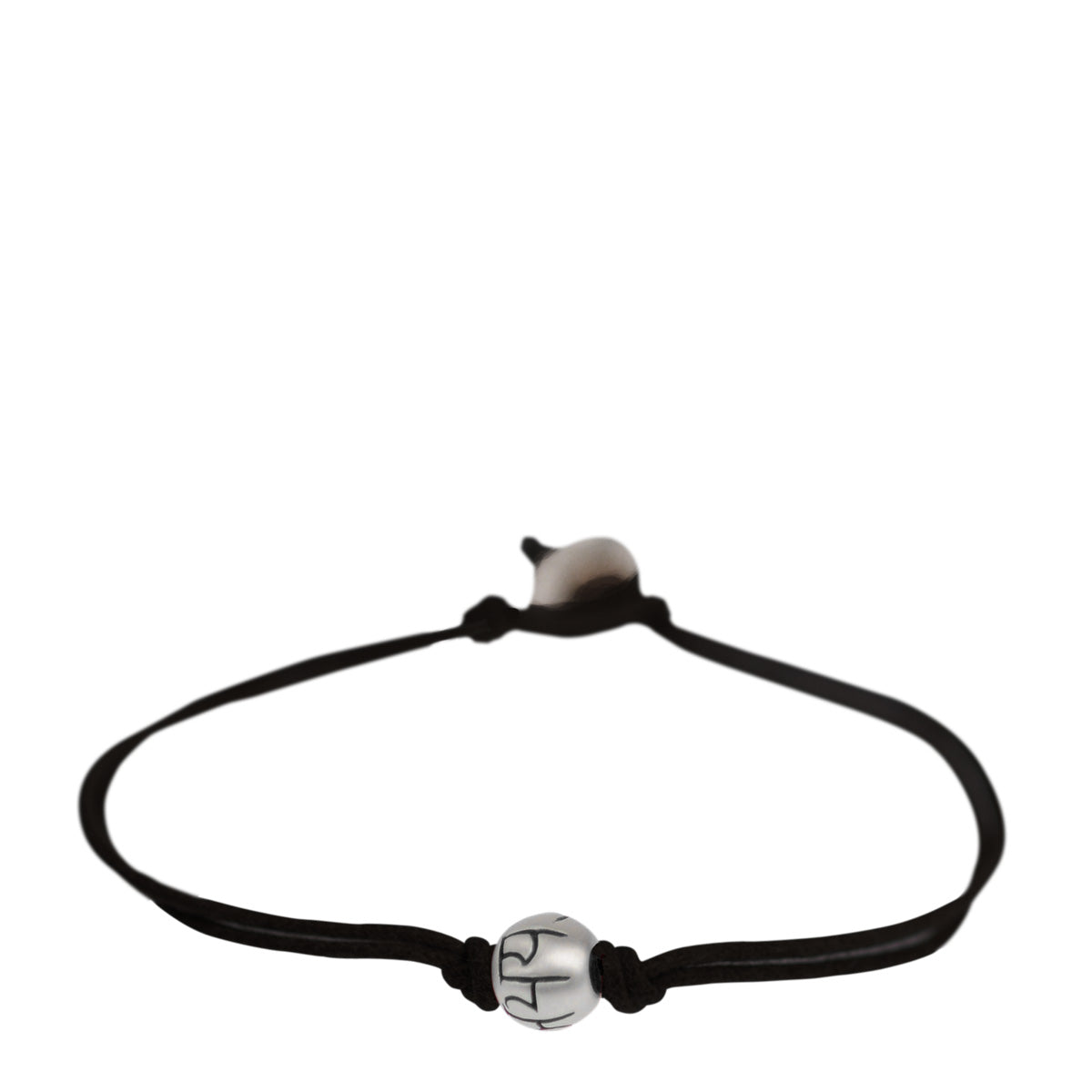 Men&#39;s Sterling Silver Fearlessness Bead Bracelet on Black Cord with Button Closure