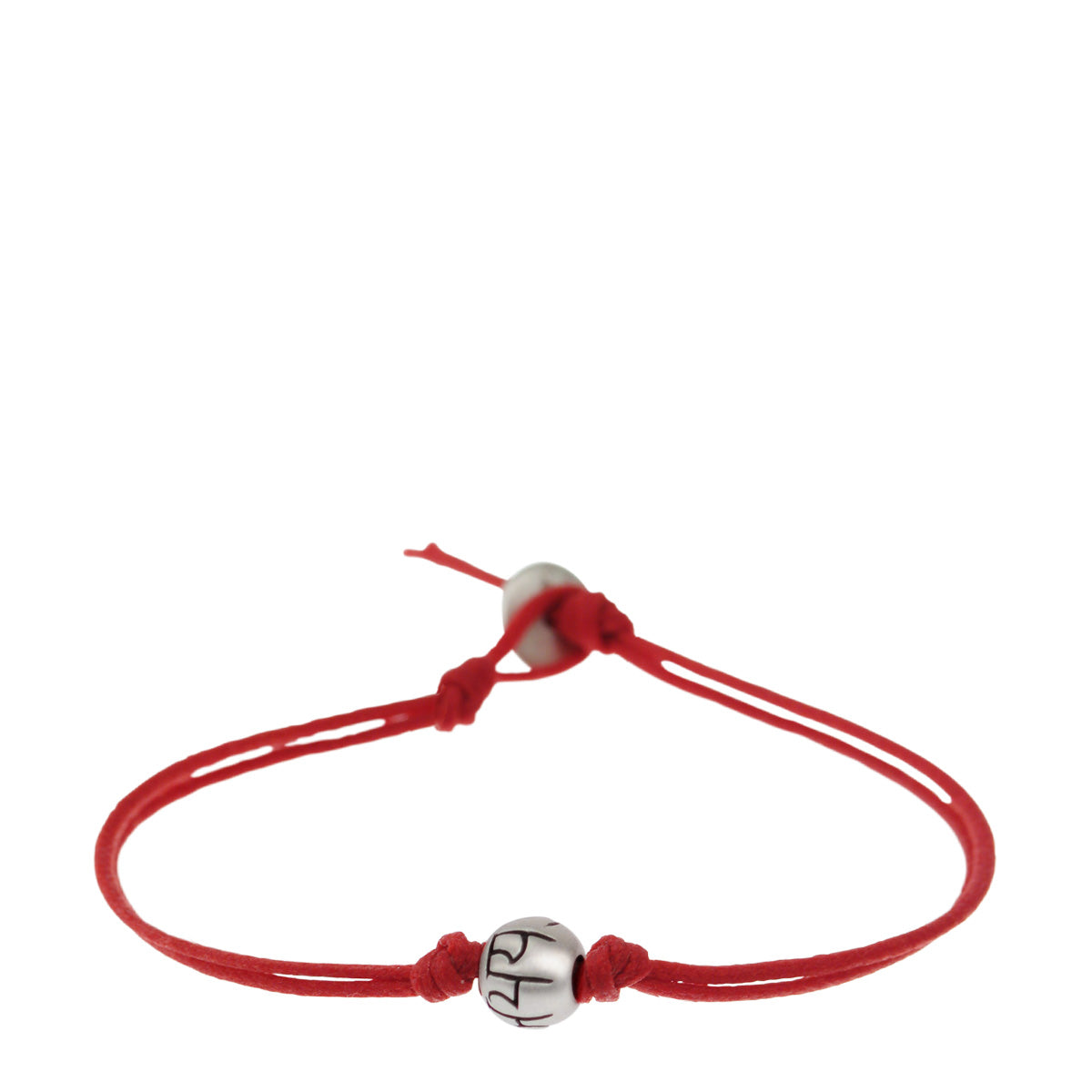 Men&#39;s Sterling Silver Fearlessness Bead Bracelet on Red Cord with Button Closure