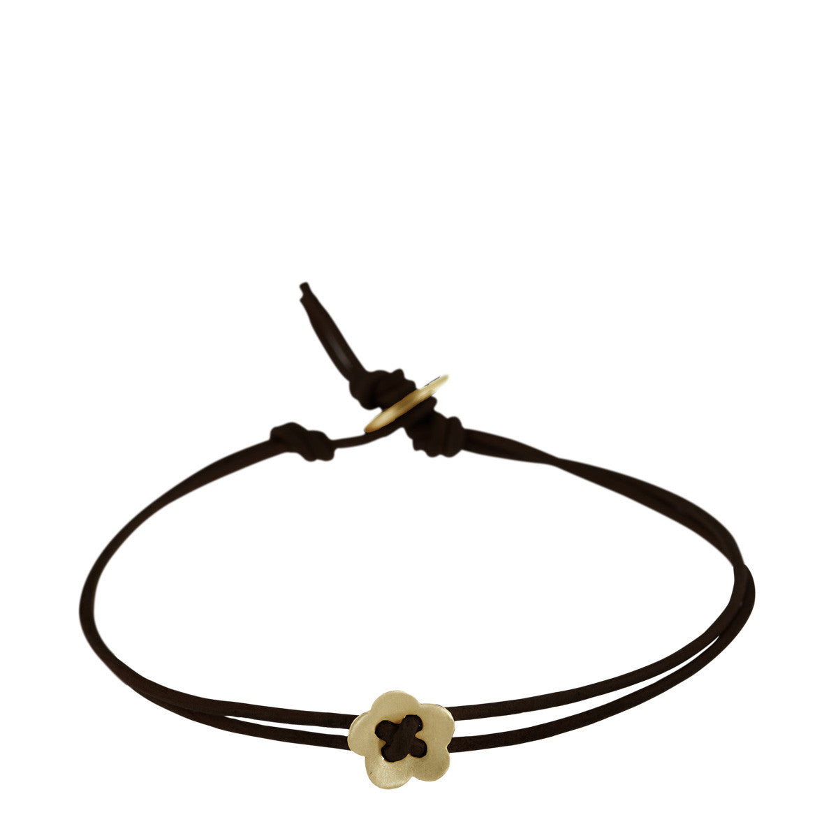 10K Gold Small Single Flower Bracelet on Black Cord