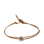 Sterling Silver Small Single Flower Bracelet on Natural Cord