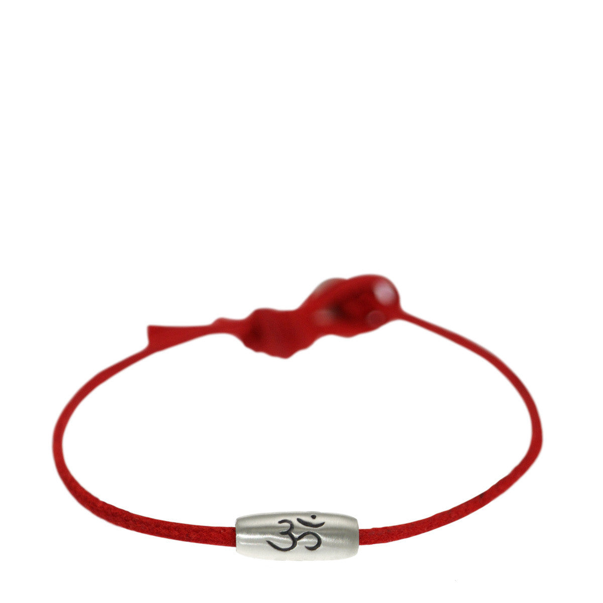 Sterling Silver Barrel Om Bead on Red Cord