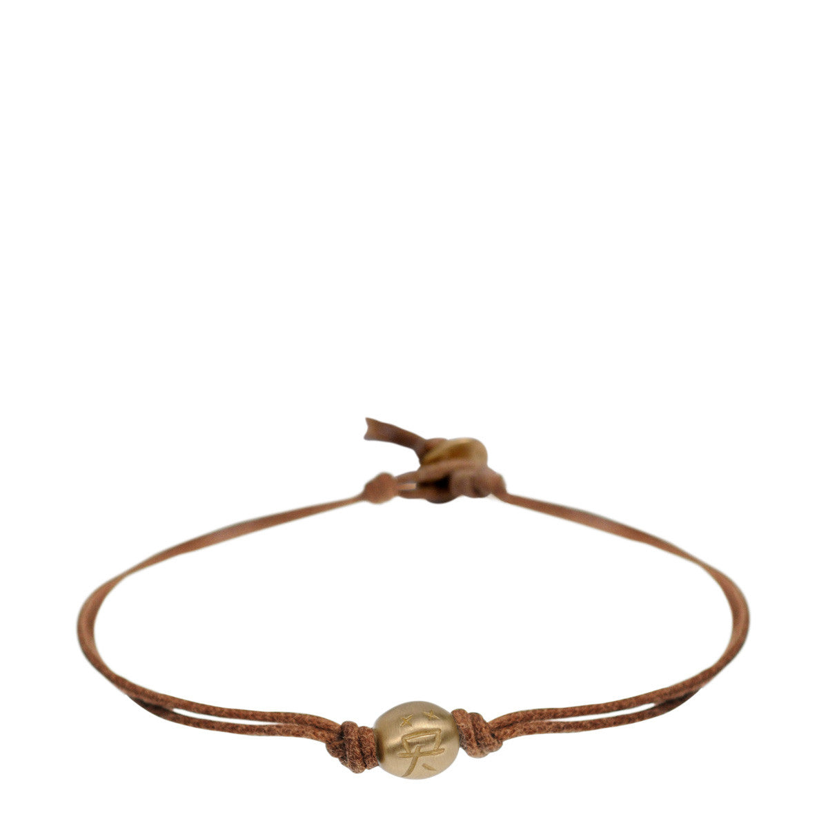10K Gold Courage Bead Bracelet on Natural Cord