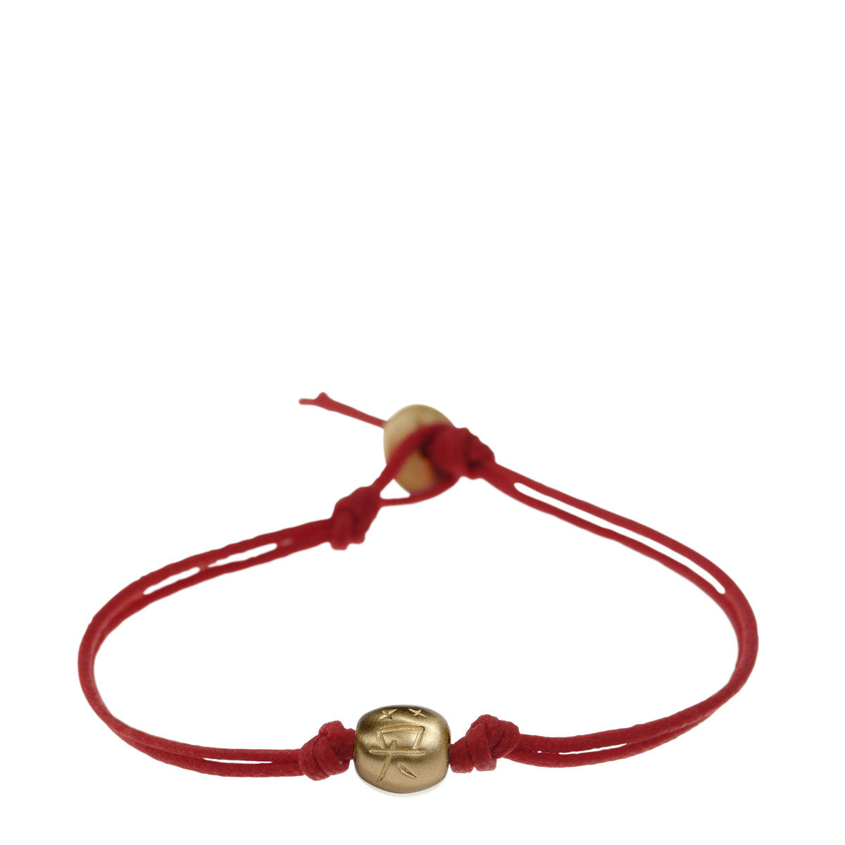 10K Gold Courage Bead Bracelet on Red Cord