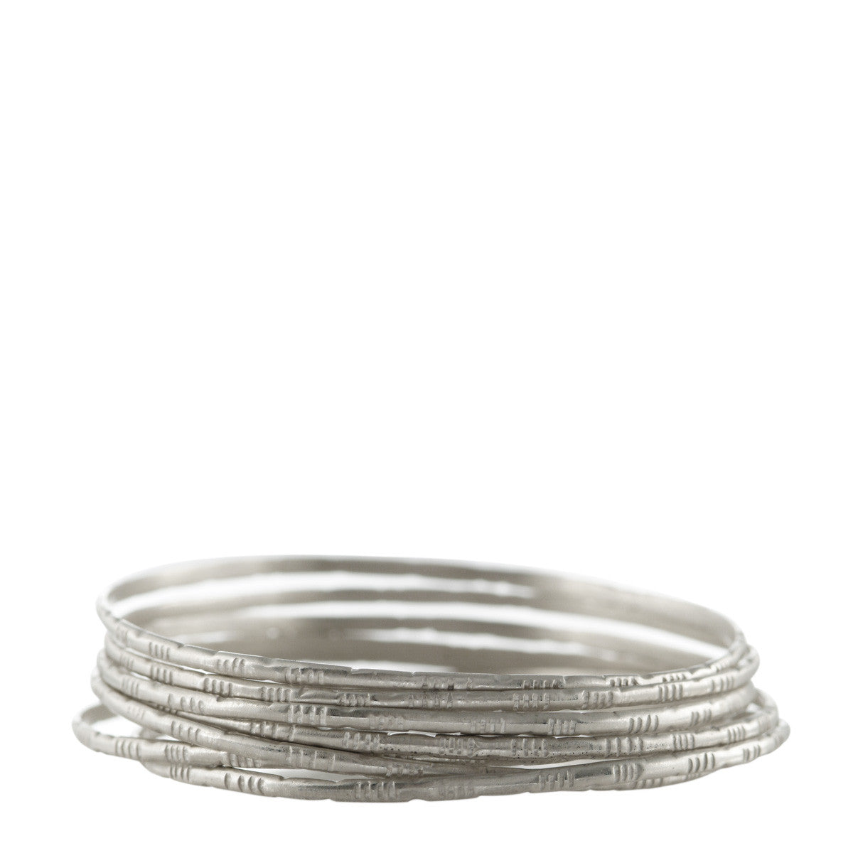 Sterling Silver Moroccan Bangles (Set of 7)