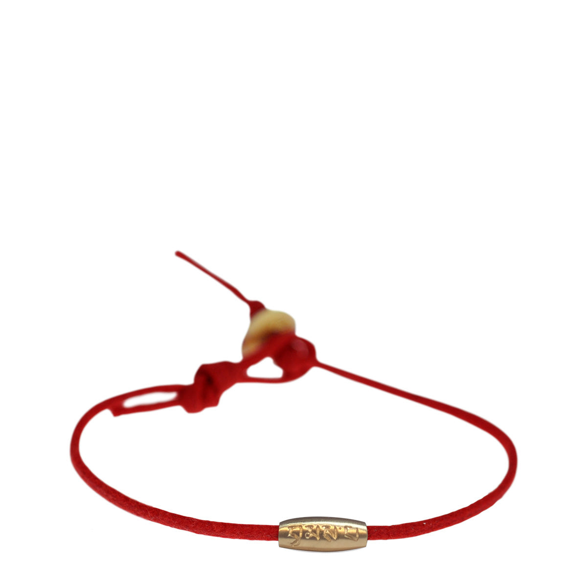 10K Gold Fine Love Bead Bracelet on Red Cord