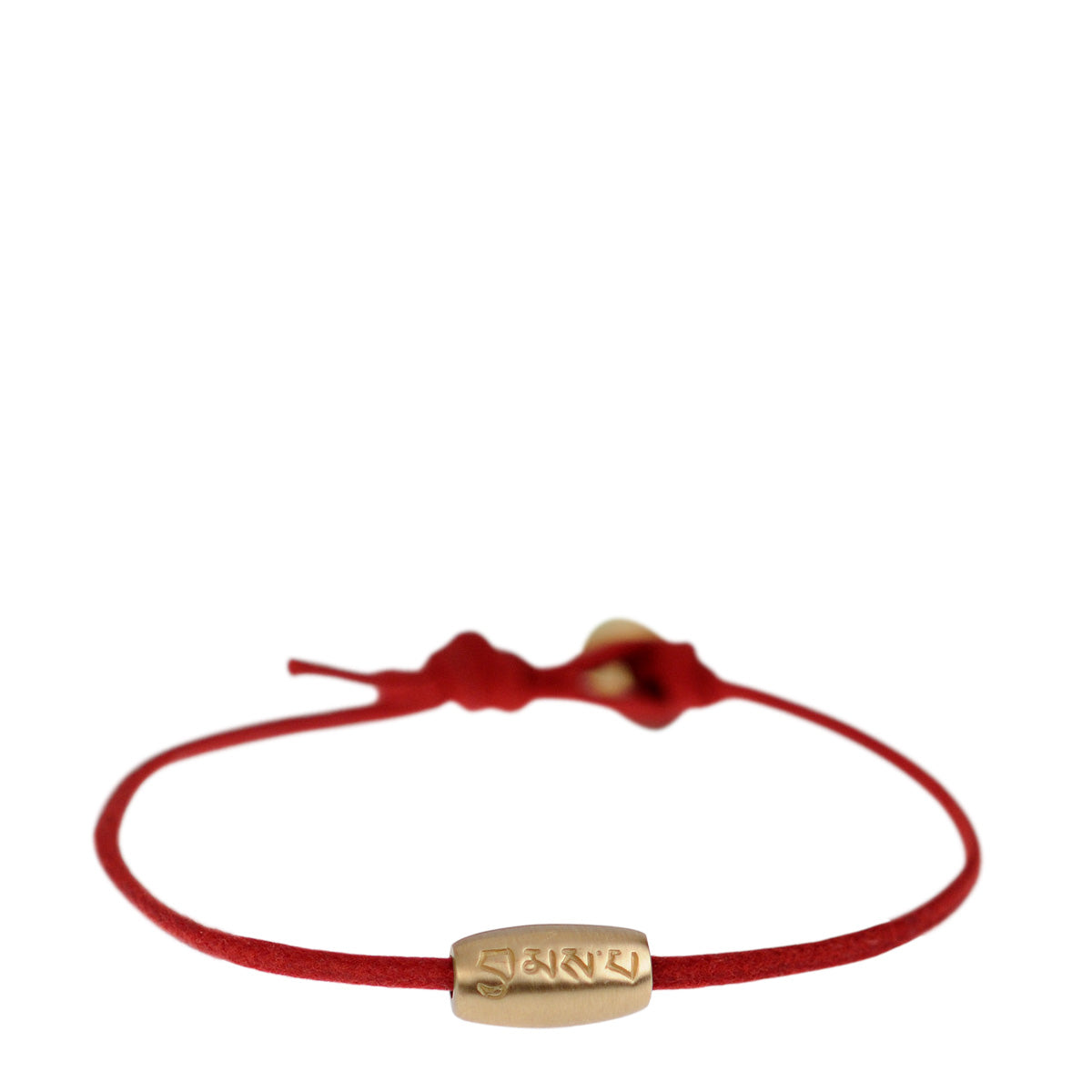 10K Gold Large Love Bead Bracelet on Red Cord