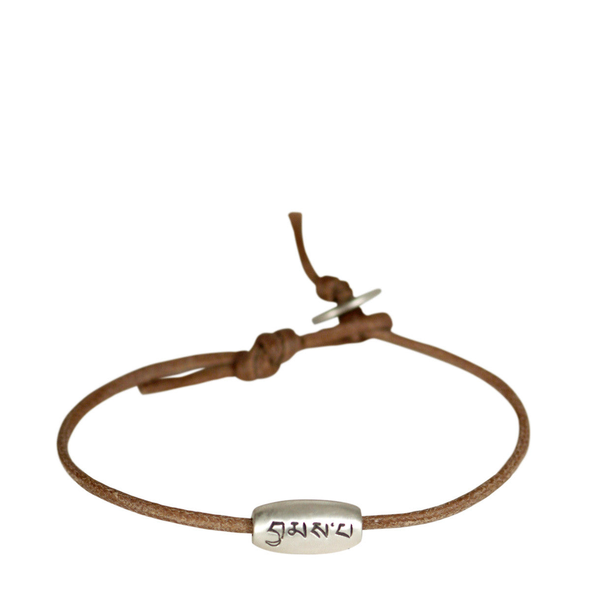 Sterling Silver Large Love Bead Bracelet on Natural Cord