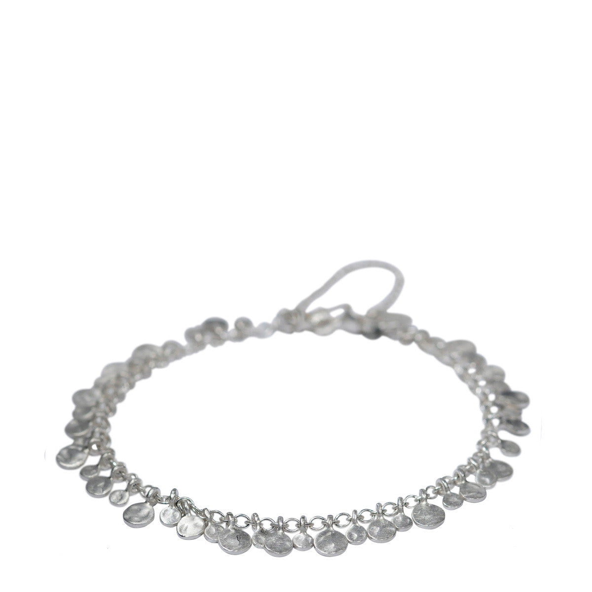Sterling Silver Full Tiny Hammered Disc Bracelet