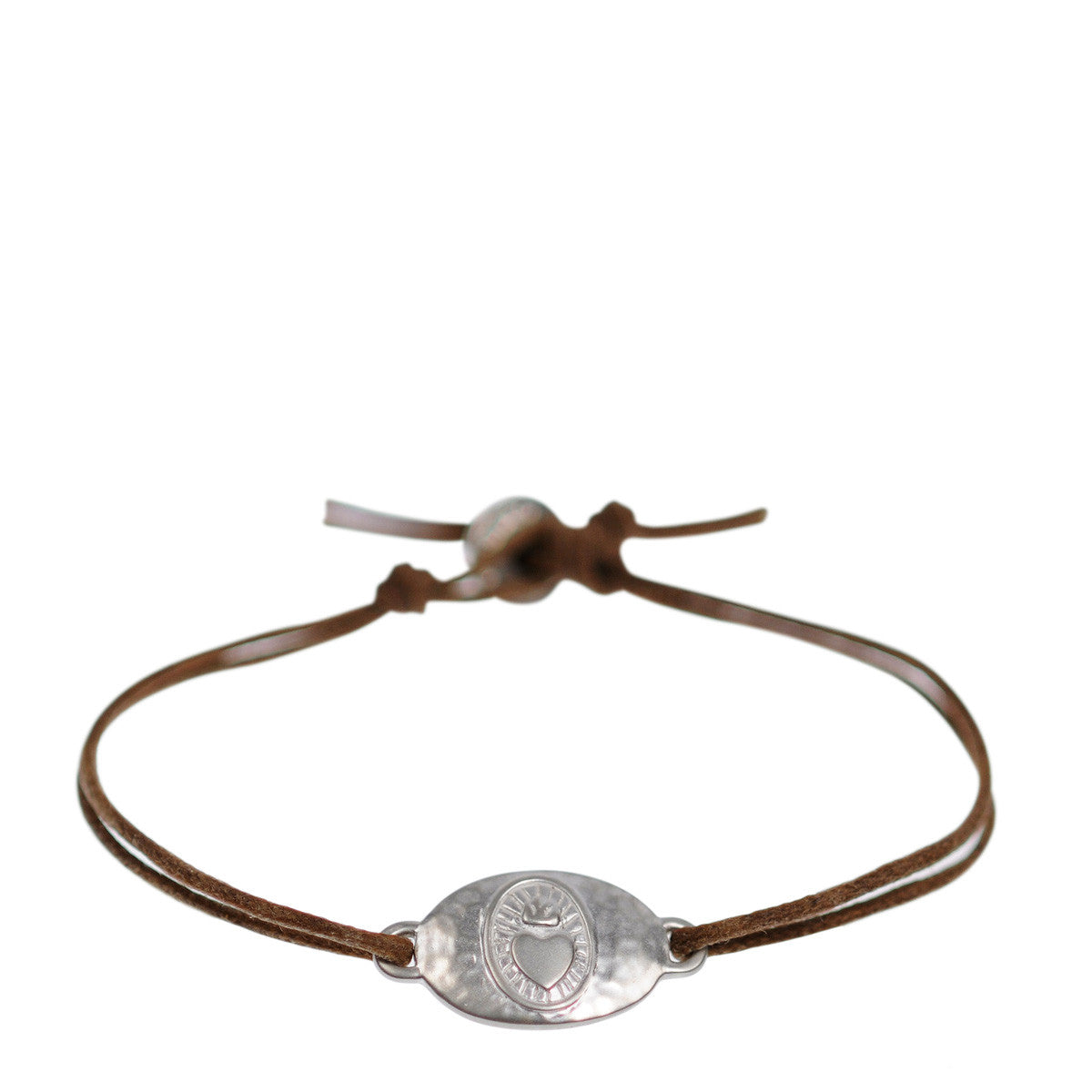 Sterling Silver Charity ID Bracelet on Natural Cord