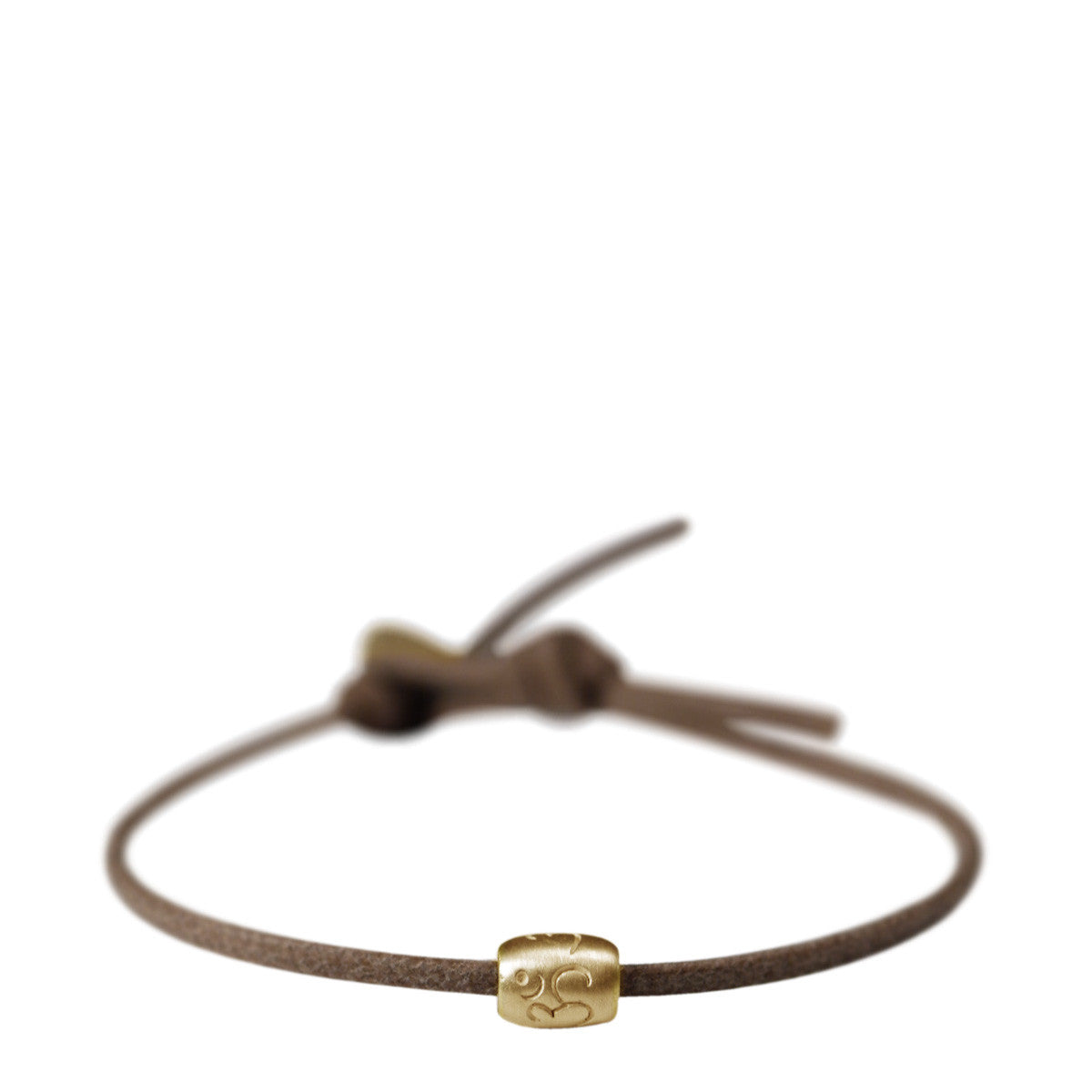10K Gold Om & Fearlessness Bead Bracelet on Cord