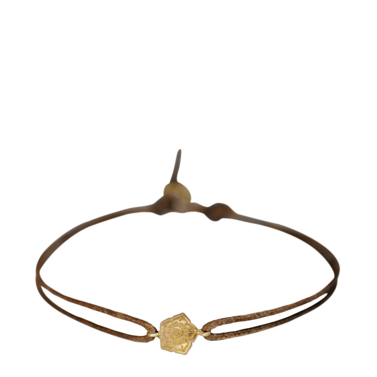 10K Gold Small Om Flower Bracelet on Cord