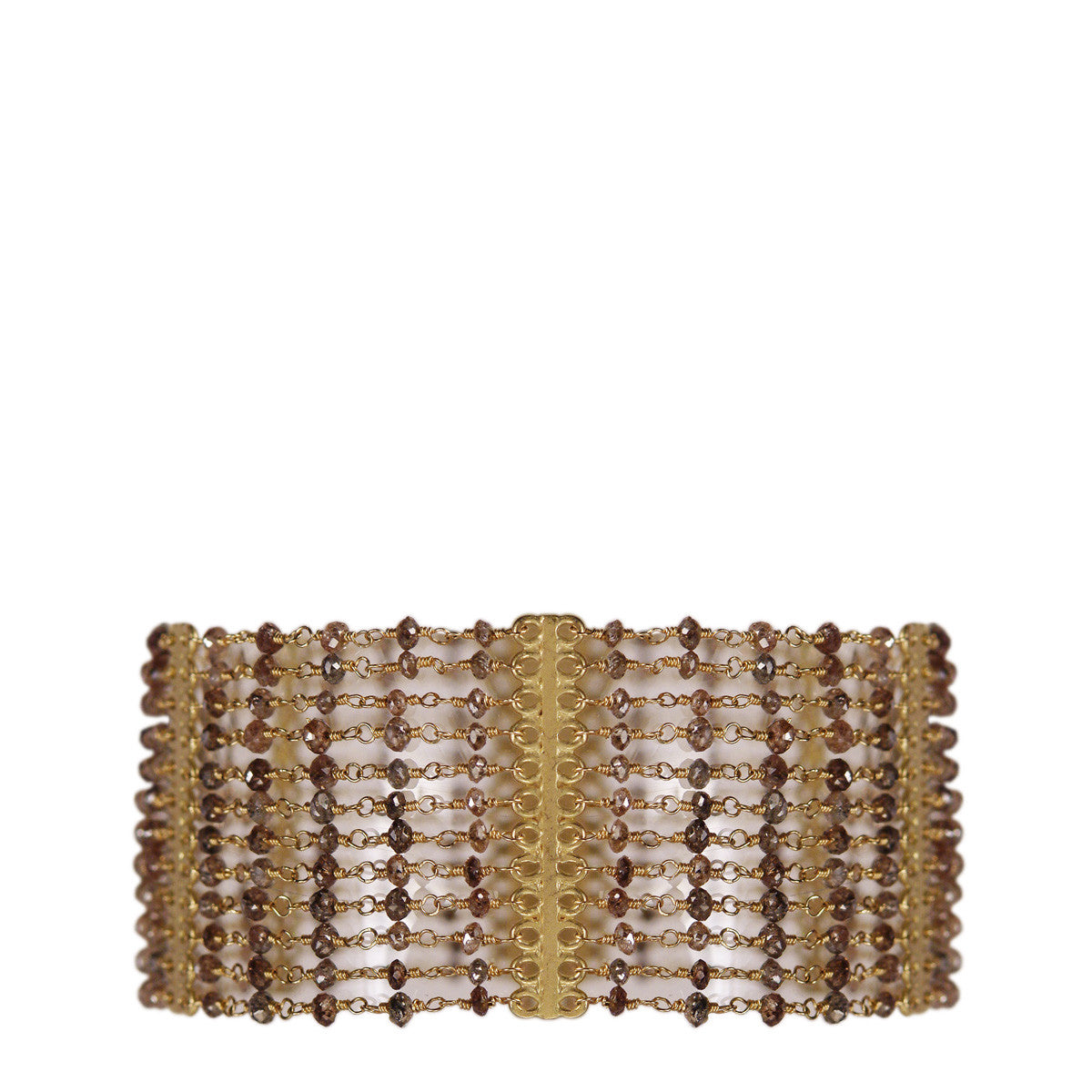 18K Gold 12 Strand Brown Diamond Bracelet