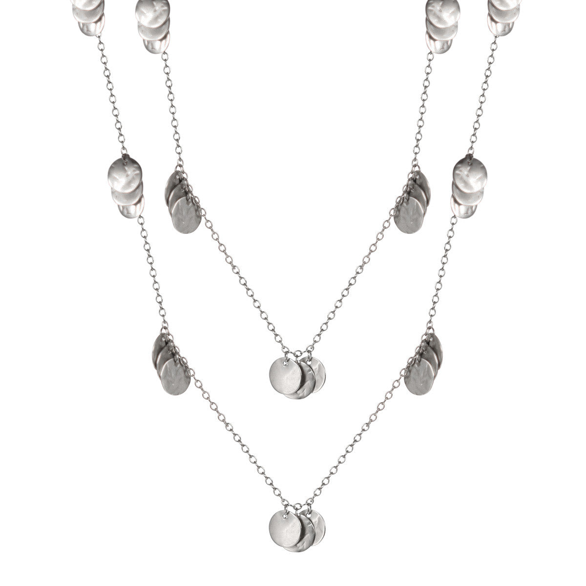 Sterling Silver Long Sequin Wrap Necklace