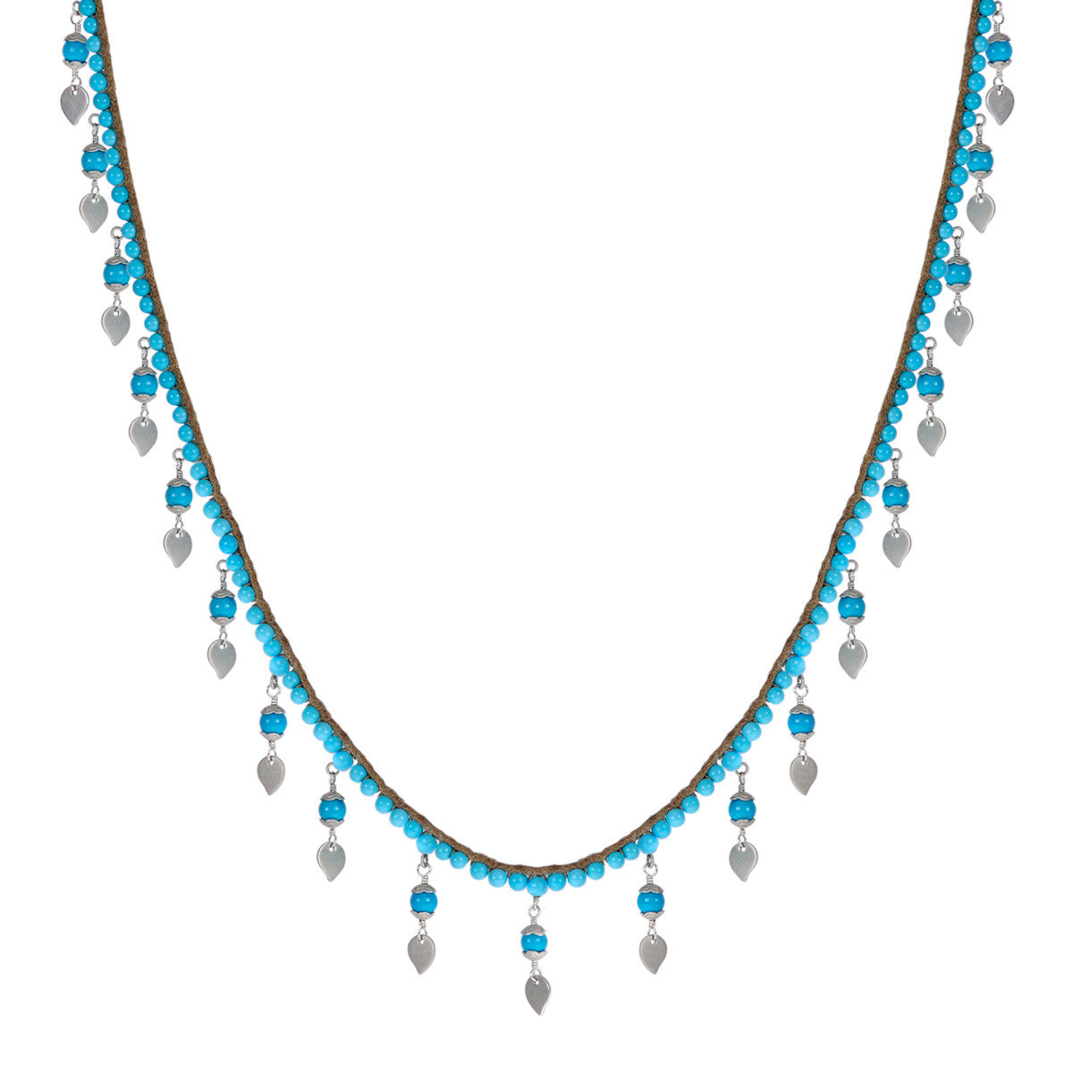 Sterling Silver Beaded Turquoise Chain on Cord